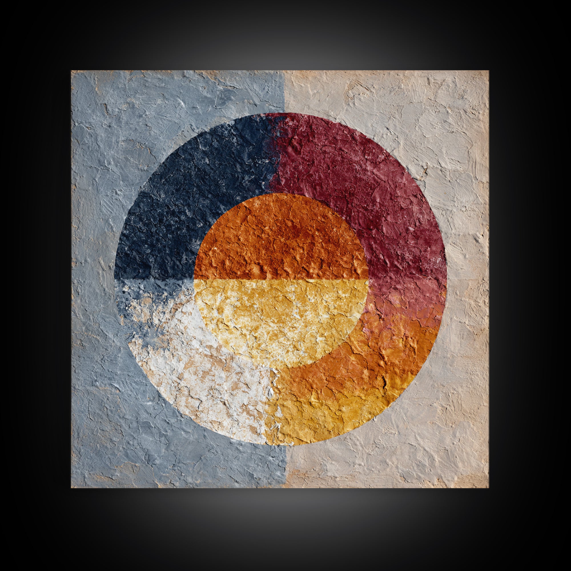 Abstract Sunrise Geometry Framed Canvas Print, Above Bed Art, Bedroom Decor, Abstract Art, Serenity, Boho Decor, Western Decor, ABA-1x1-44