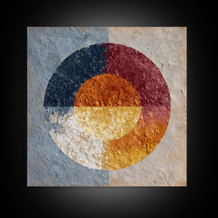 Abstract Sunrise Geometry Framed Canvas Print, Above Bed Art, Bedroom Decor, Abstract Art, Serenity, Boho Decor, Western Decor, ABA-1x1-44