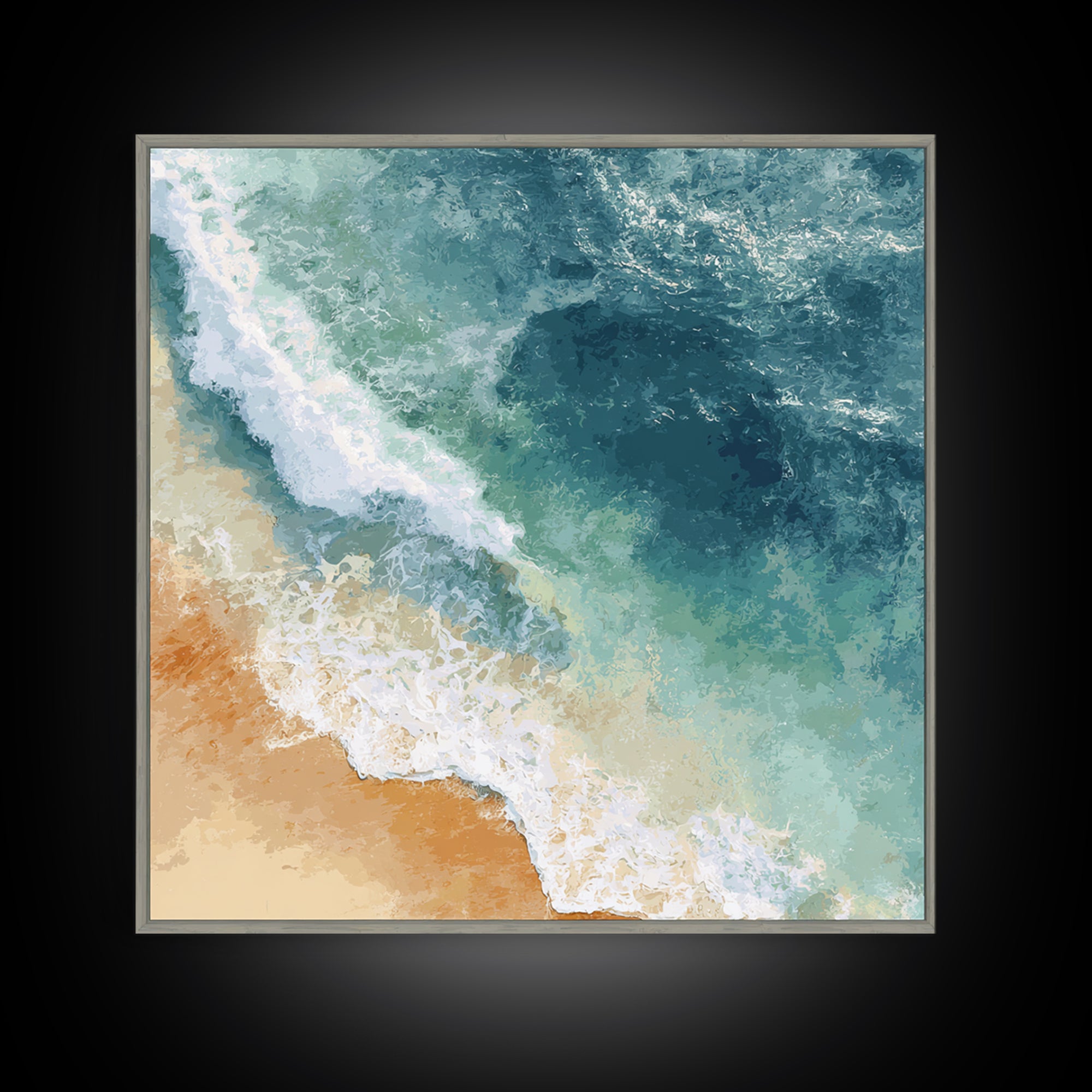 Serene Ocean Tide Seen from Above Canvas Print, Above Bed Art, Gallery Decor, Bedroom Decor, Fine Art, Serenity, Wall Art, ABA-1x1-45