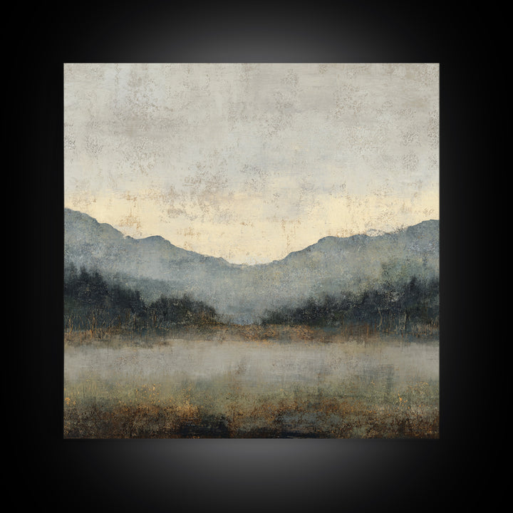 Panoramic Misty Mountain Landscape Canvas Print, Above Bed Art, Neutral Decor, Bedroom Decor, Fine Art, Serenity, Wall Decor, ABA-1x1-49