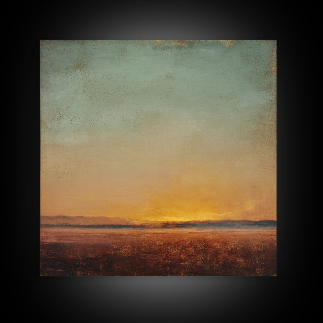 Dreamy Desert Sunset Canvas Print, Above Bed Art, 3 Piece Wall Art, Bedroom Decor, Watercolor Art, Serenity, Textured Painting, ABA-1x1-55