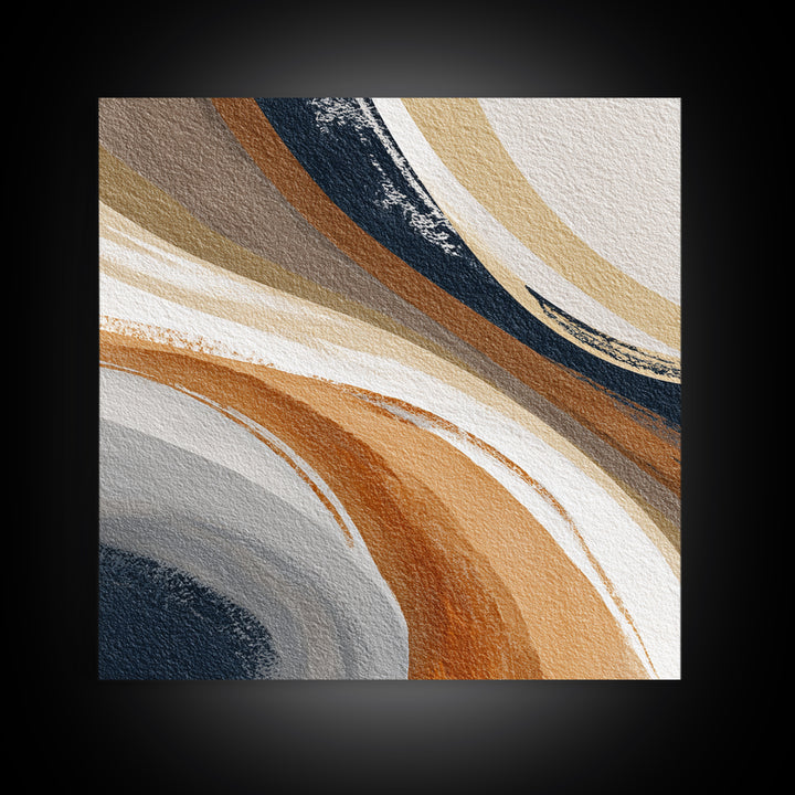 Warm Taupe Abstract Waves Framed Canvas Print, Above Bed Art, Above Bed Decor, Bedroom Decor, Serenity, Minimalist Decor, ABA-1x1-63
