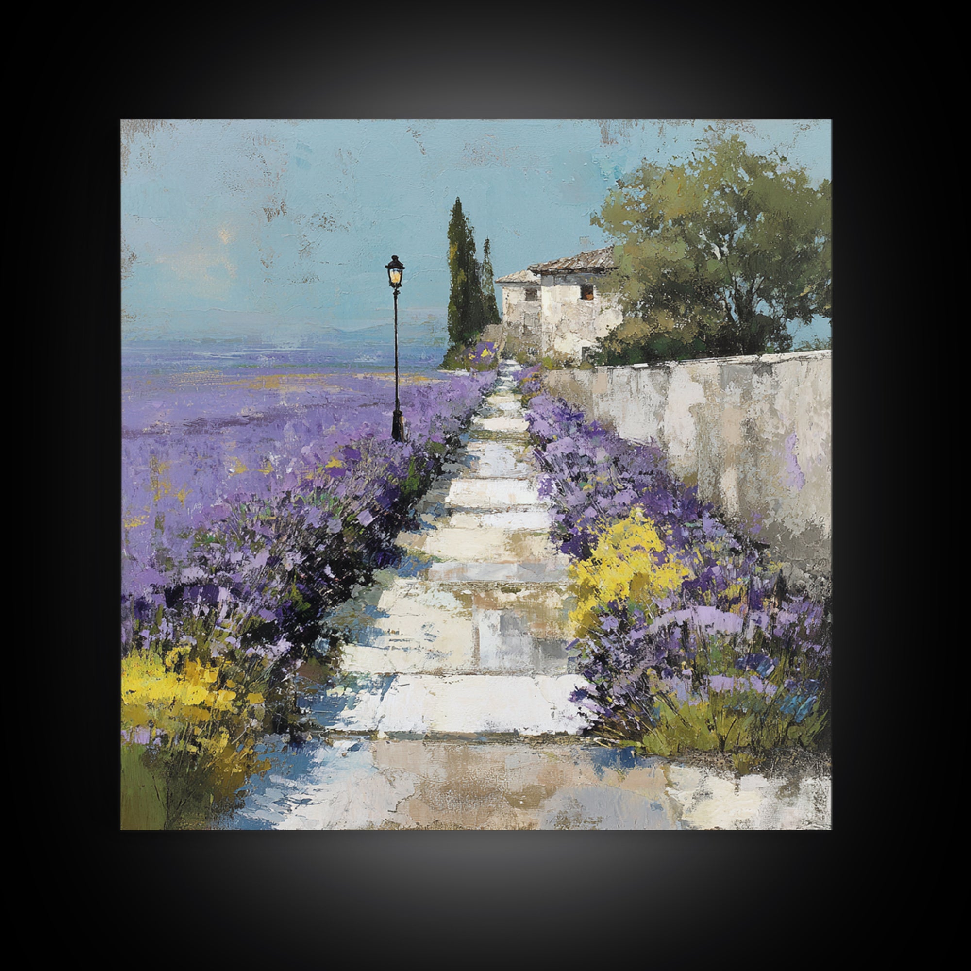 Oversized Lavender Field Framed Canvas Print, Above Bed Art, Home Decor, Bedroom Decor, Fine Art, Serenity, Contemporary Art, ABA-1x1-67
