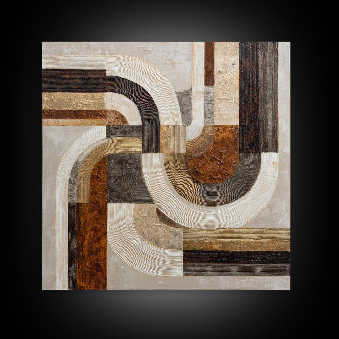 Warm Taupe Abstract Waves Canvas Print, Above Bed Art, Statement Artwork, Bedroom Decor, Abstract Art, Serenity, ABA-1x1-87
