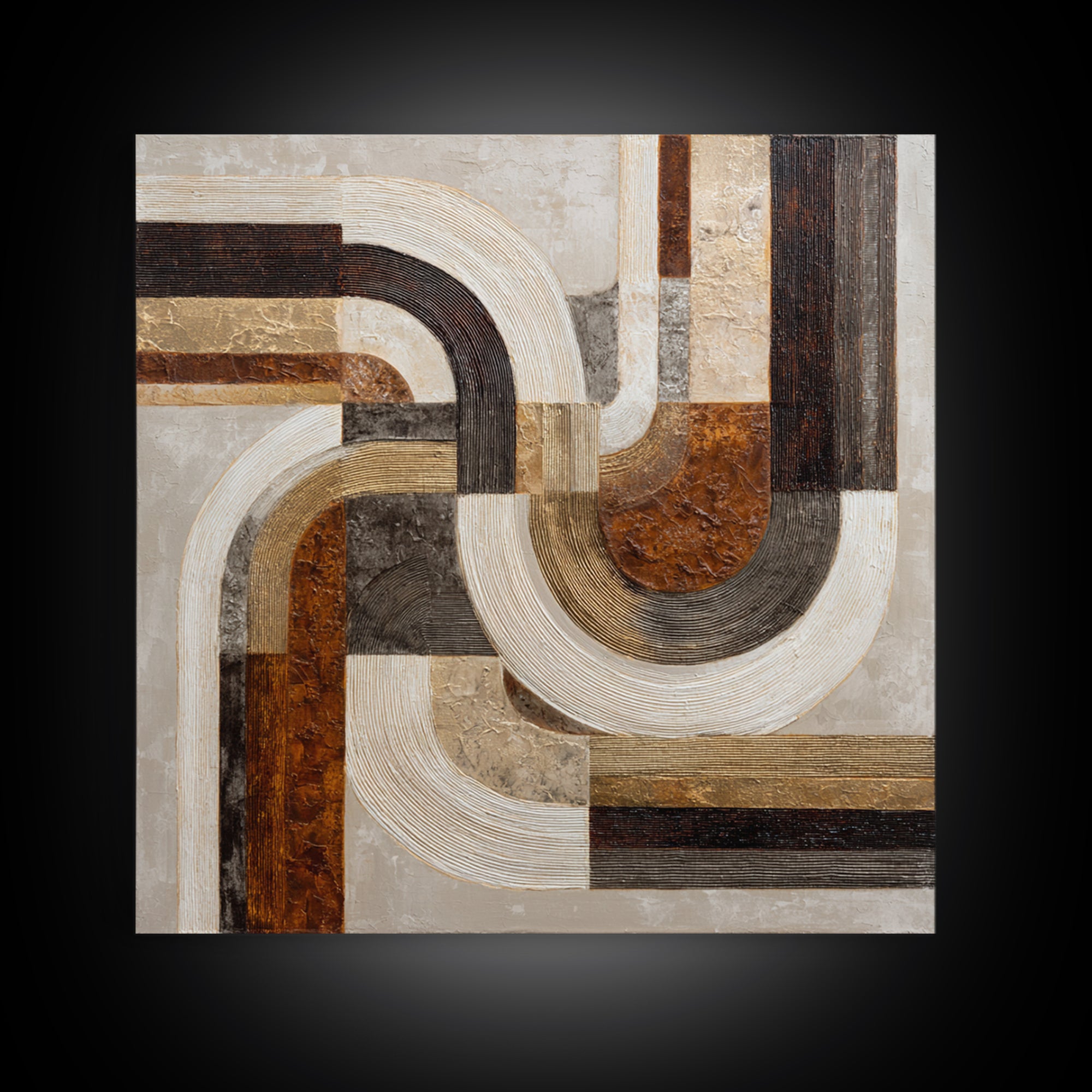 Warm Taupe Abstract Waves Canvas Print, Above Bed Art, Statement Artwork, Bedroom Decor, Abstract Art, Serenity, ABA-1x1-87