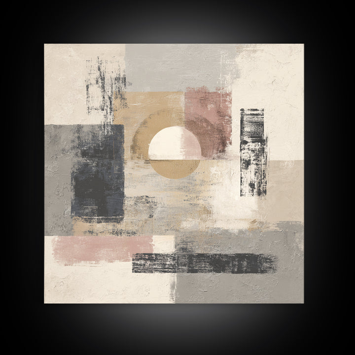 Japandi Ink Shapes Canvas Print, Above Bed Art, 3 Piece Wall Art, Bedroom Decor, Fine Art, Serenity, Textured Painting, ABA-1x1-90