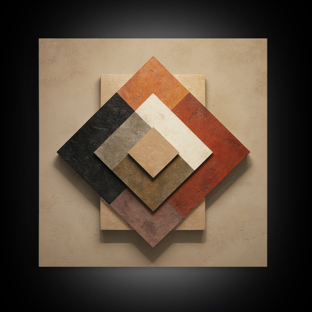 Abstract Sunrise Geometry Canvas Print, Above Bed Art, 3 Piece Wall Art, Bedroom Decor, Abstract Art, Serenity, ABA-1x1-92
