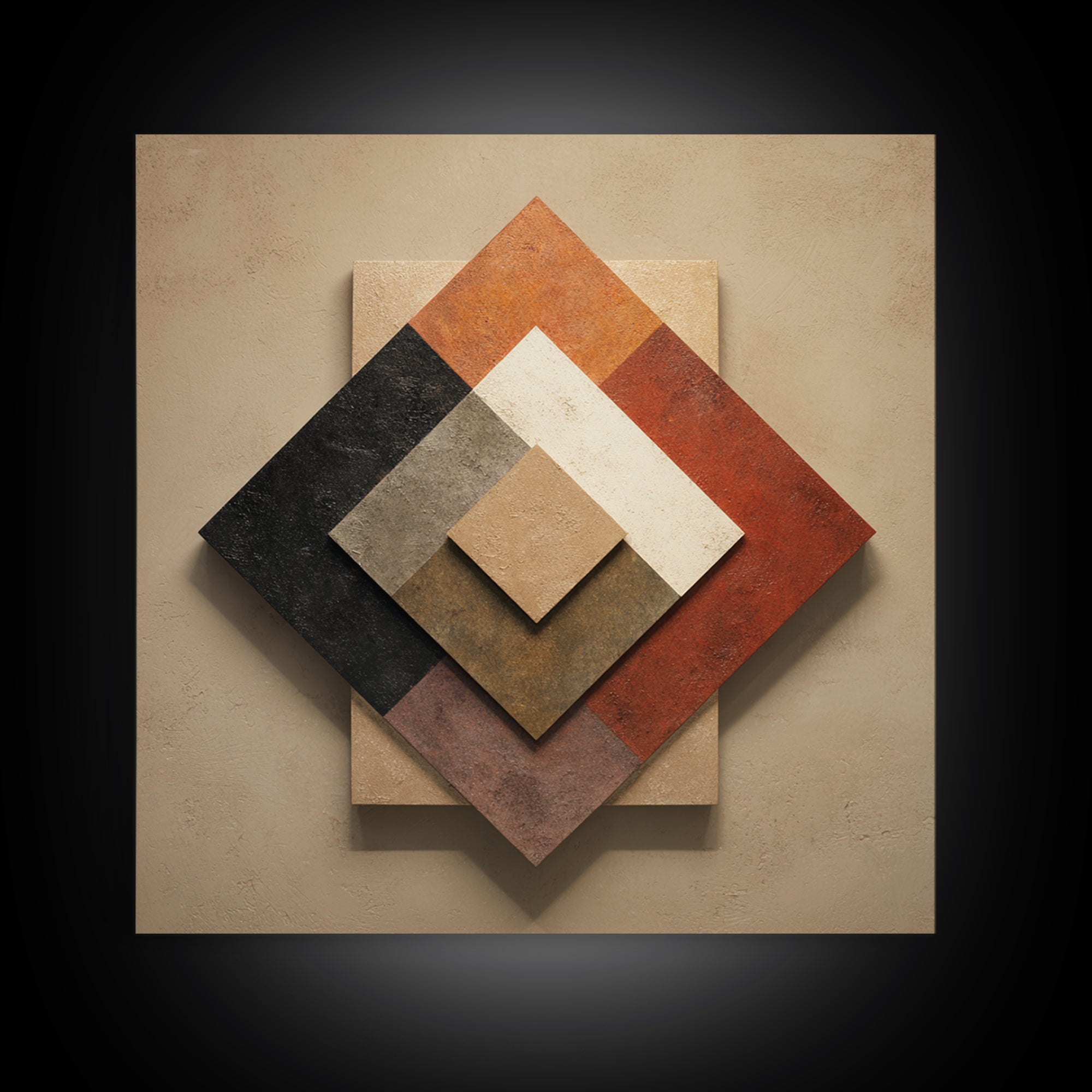Abstract Sunrise Geometry Canvas Print, Above Bed Art, 3 Piece Wall Art, Bedroom Decor, Abstract Art, Serenity, ABA-1x1-92