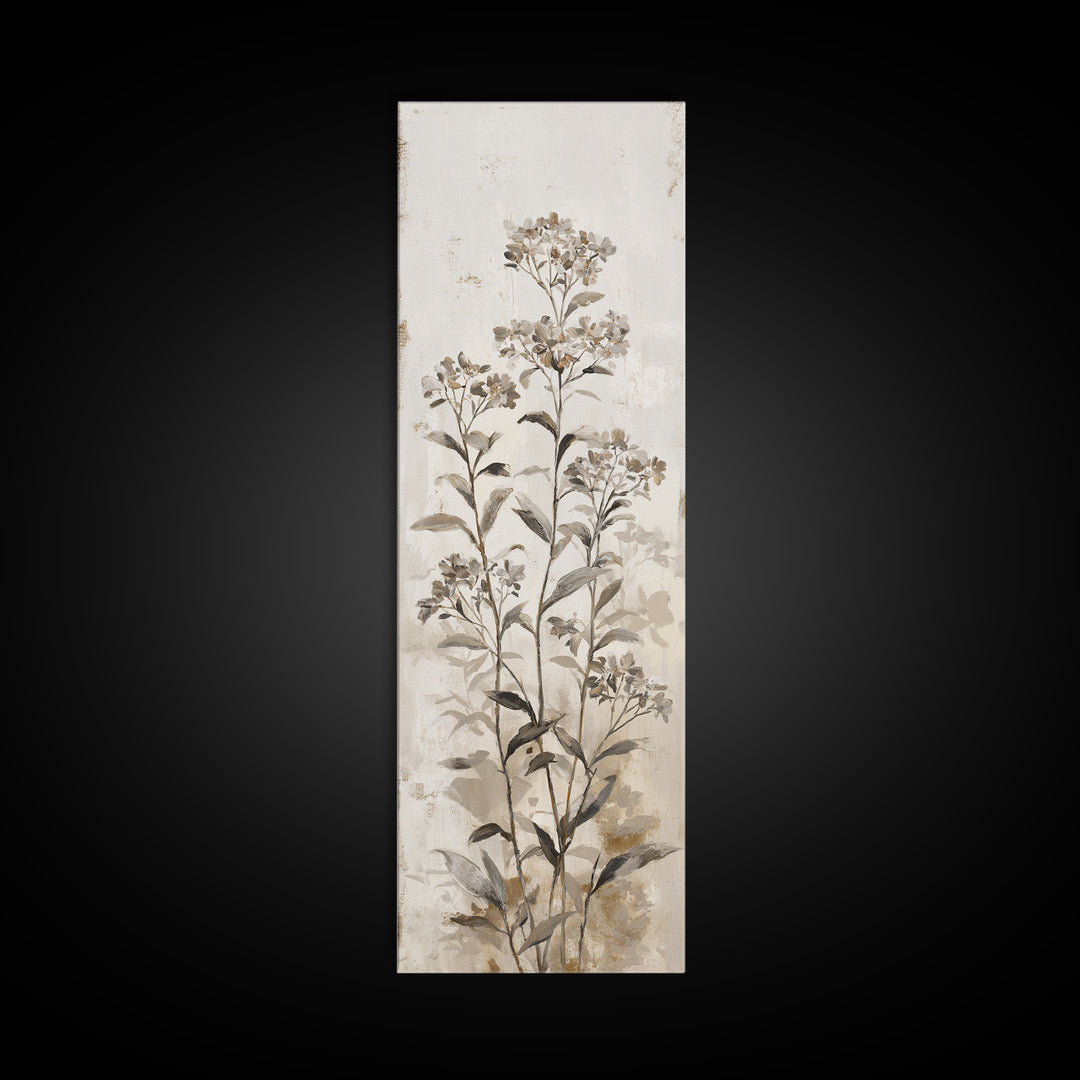 Tonal Botanical Shadows on Plaster Surface Canvas Print, Above Bed Art, Digital Print, Bedroom Decor, Fine Art, Serenity, ABA-1x3-11
