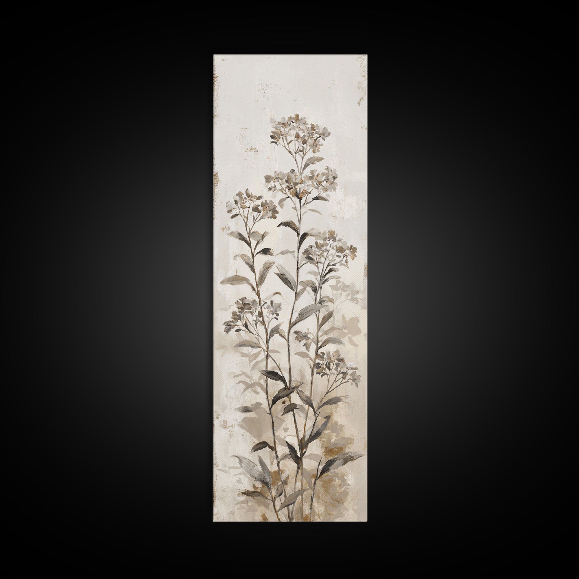 Tonal Botanical Shadows on Plaster Surface Canvas Print, Above Bed Art, Digital Print, Bedroom Decor, Fine Art, Serenity, ABA-1x3-11