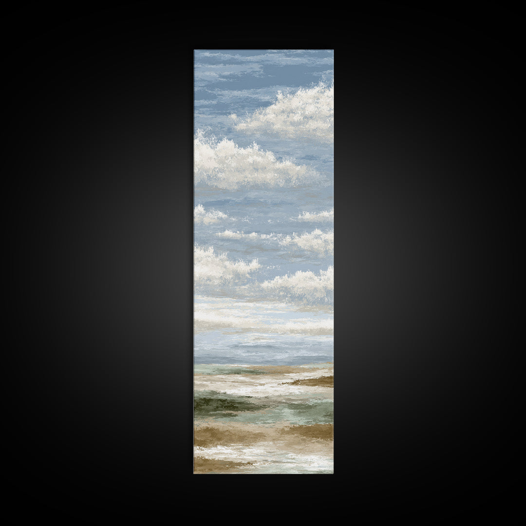Tranquil Cloudscape with Blush Undertones Canvas Print, Above Bed Art, Room Decor, Bedroom Decor, Fine Art, Serenity, ABA-1x3-17