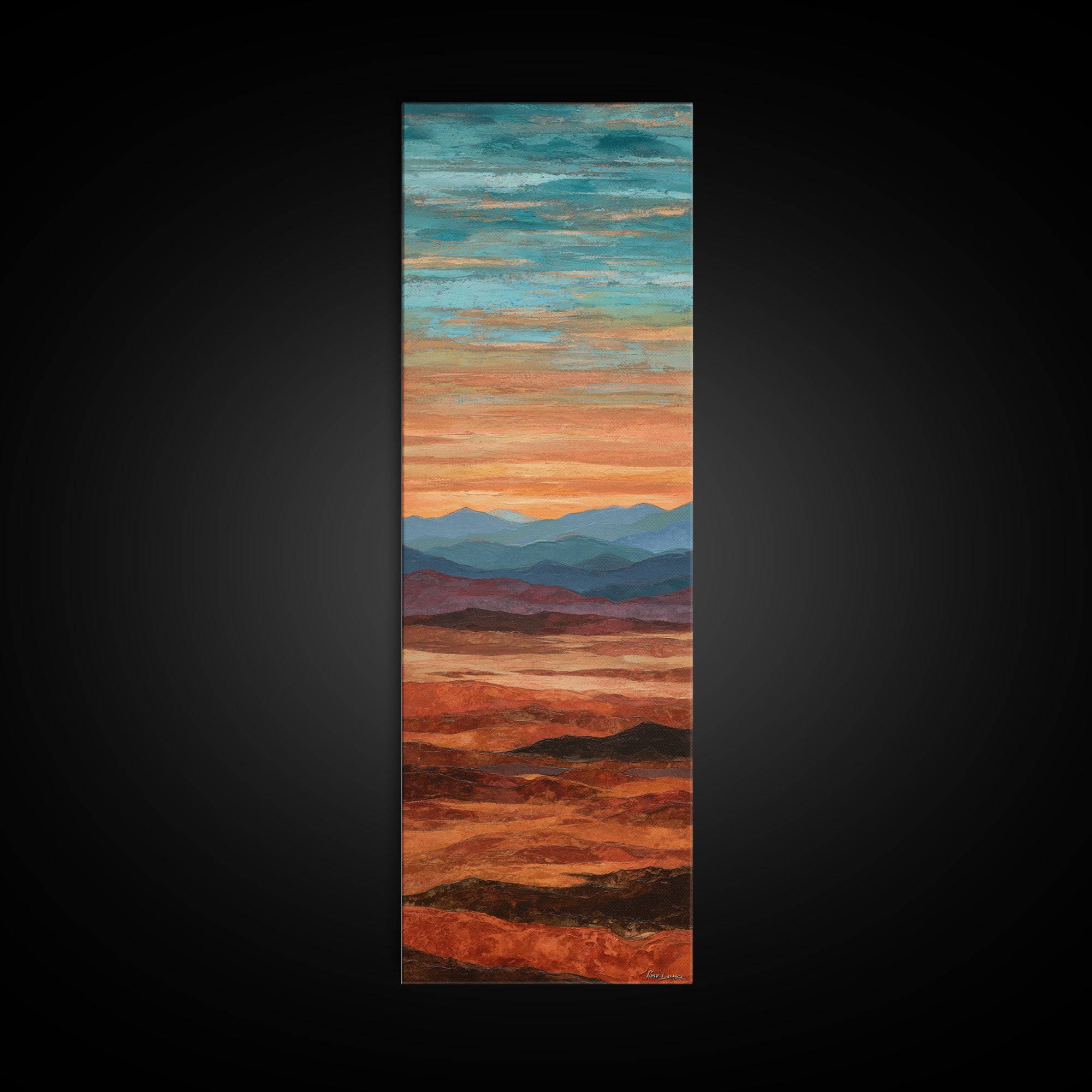 Dreamy Desert Sunset Framed Canvas Print, Above Bed Art, Digital Prints, Bedroom Decor, Oil Painting, Serenity, Printable Art, ABA-1x3-19