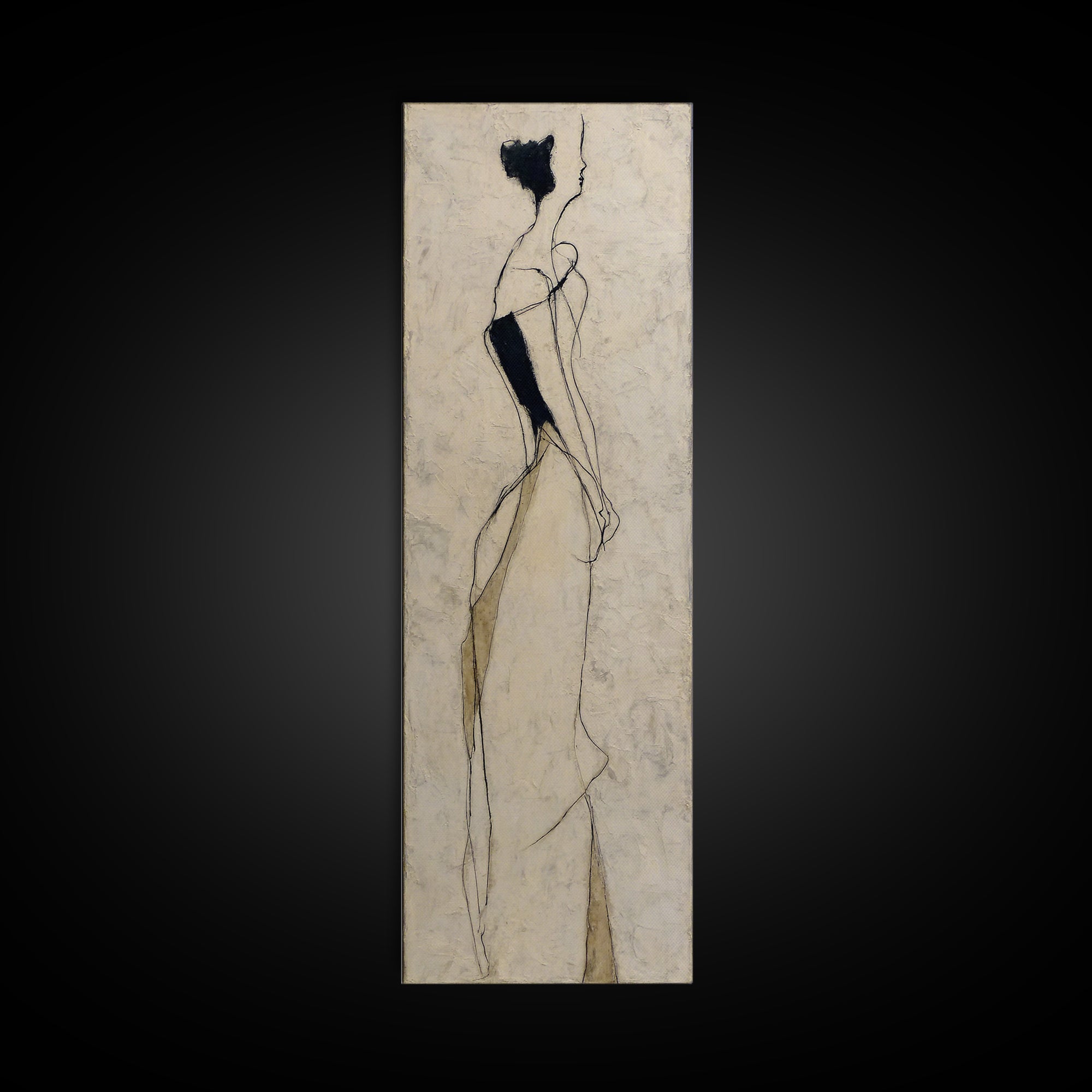 Minimal Two Figure Line Drawing Framed Canvas Print, Above Bed Art, Luxury Decor, Bedroom Decor, Serenity, Mid Century Modern, ABA-1x3-20