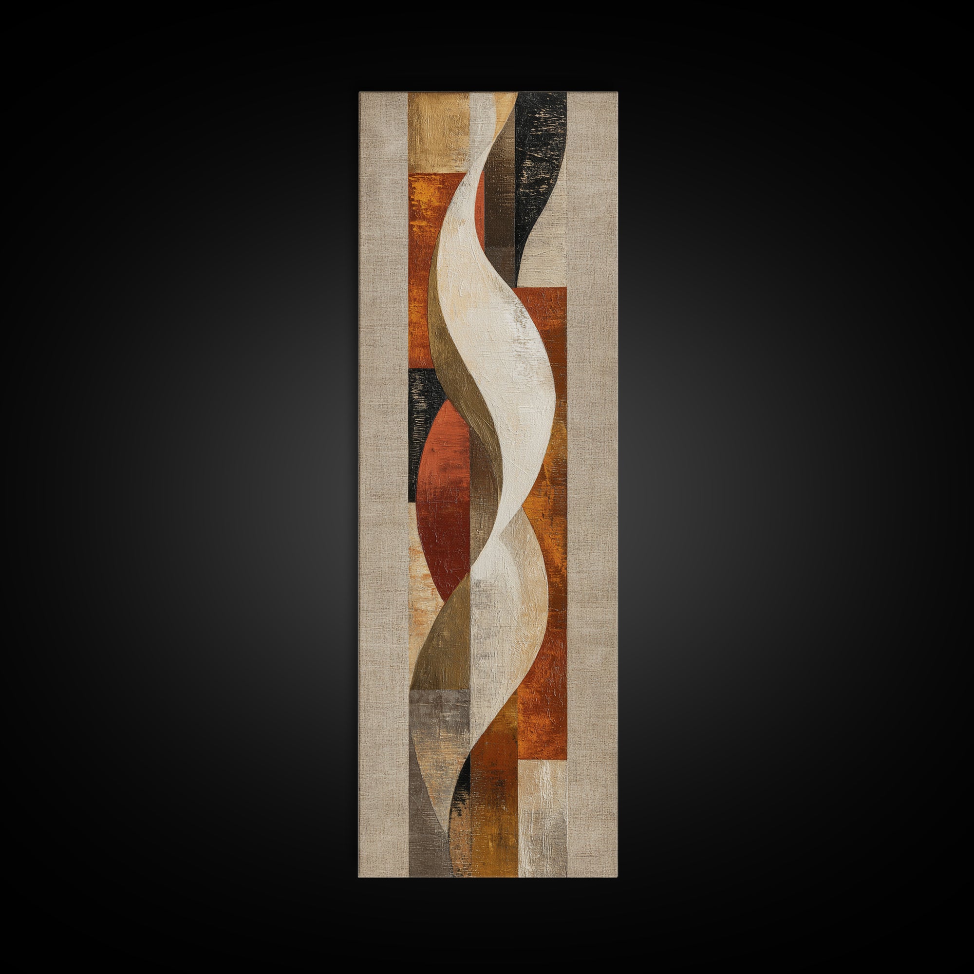 Warm Taupe Abstract Waves Framed Canvas Print, Above Bed Art, Minimalist Decor, Bedroom Decor, Abstract Art, Serenity, ABA-1x3-3