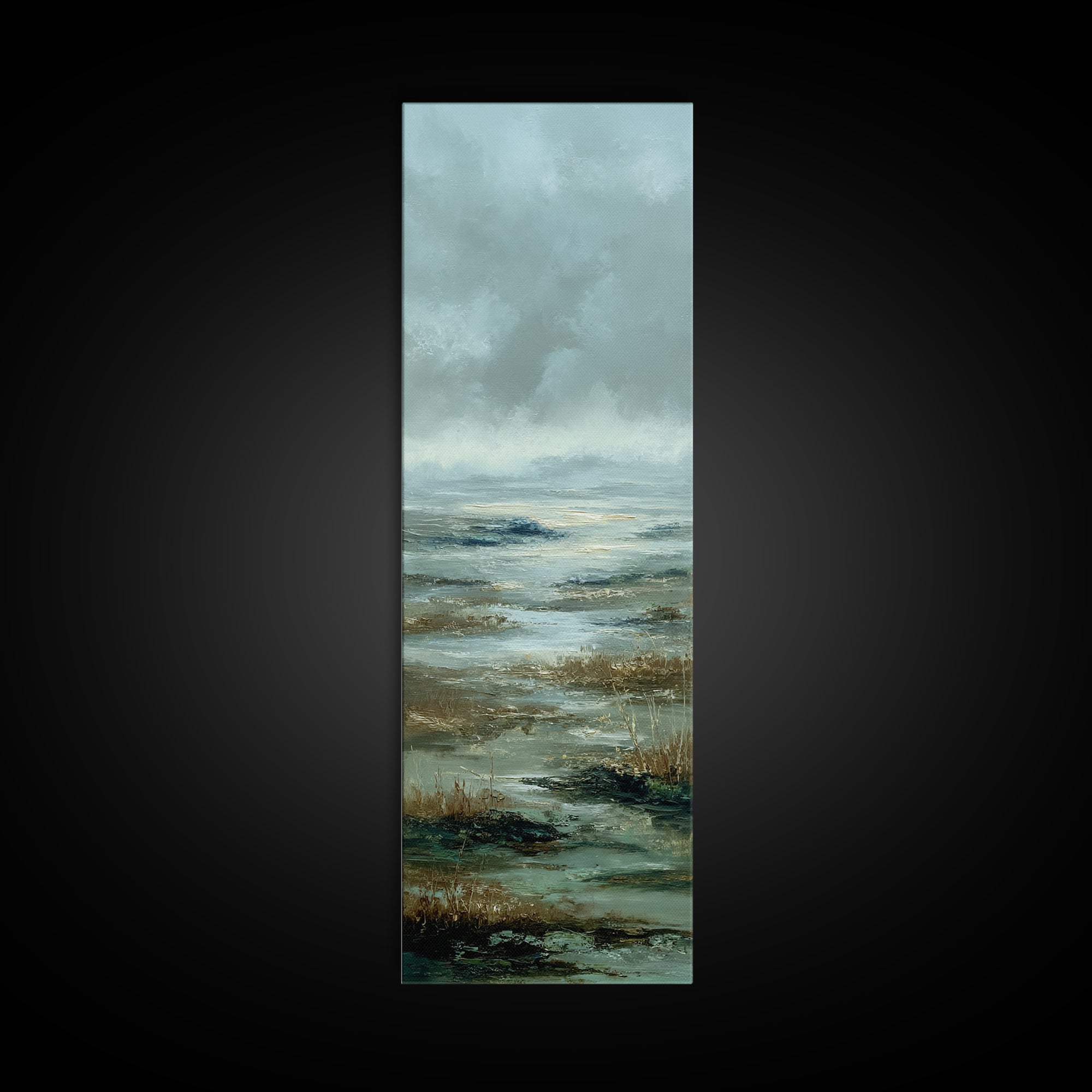 Tranquil Cloudscape with Blush Undertones Canvas Print, Above Bed Art, Horizontal Wall Art, Bedroom Decor, Fine Art, Serenity, ABA-1x3-41