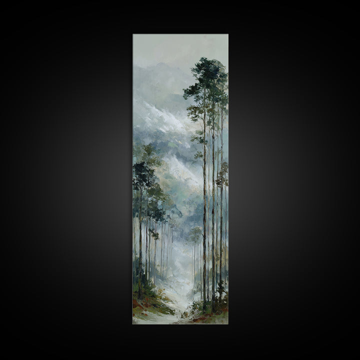 Quiet Forest Ridge Softened by Fog Framed Canvas Print, Above Bed Art, Bedroom Wall Decor, Bedroom Decor, Fine Art, Serenity, ABA-1x3-50