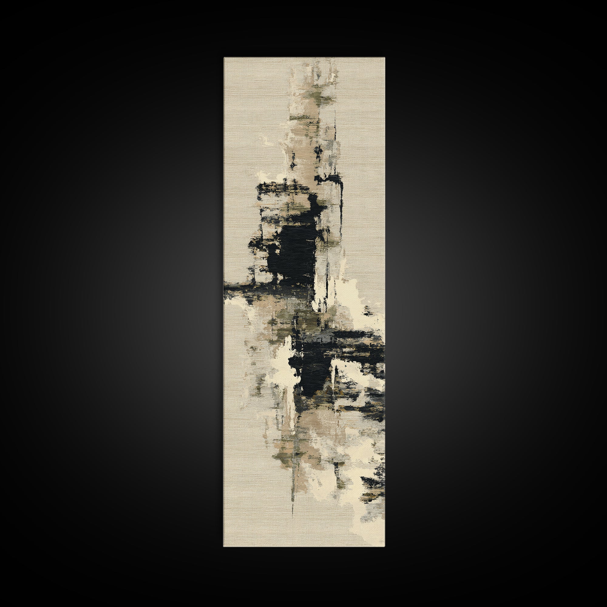 Japandi Ink Shapes Framed Canvas Print, Above Bed Art, Western Decor, Bedroom Decor, Abstract Art, Serenity, ABA-1x3-54
