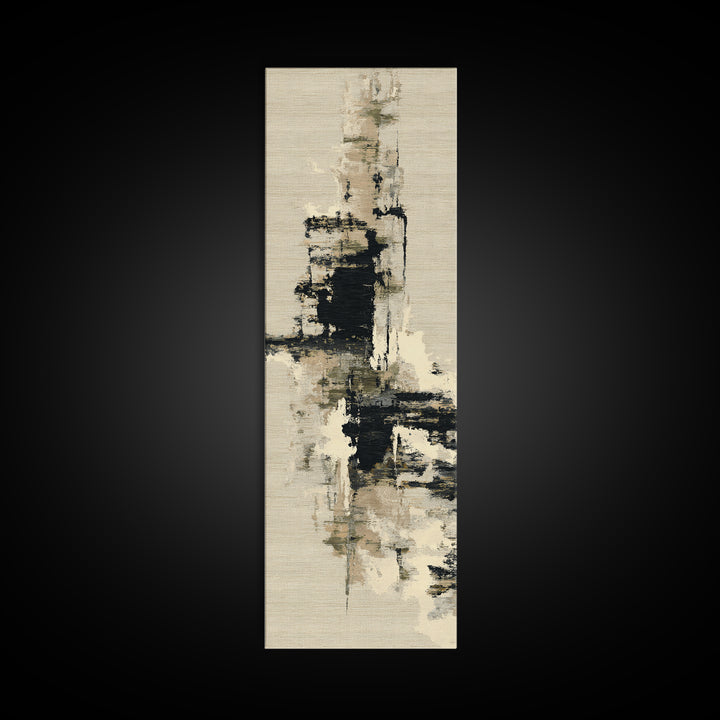 Japandi Ink Shapes Framed Canvas Print, Above Bed Art, Western Decor, Bedroom Decor, Abstract Art, Serenity, ABA-1x3-54