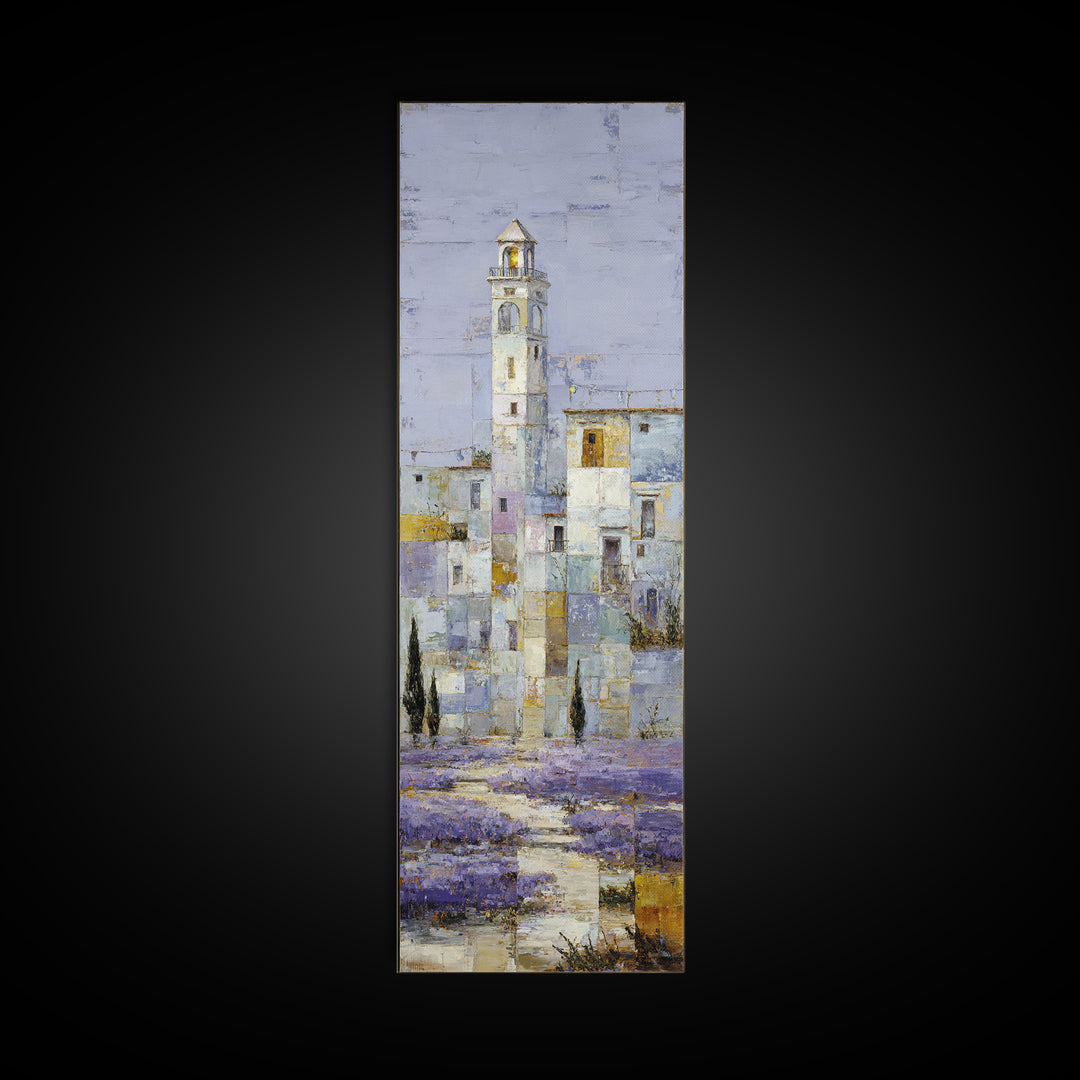 Oversized Lavender Field Canvas Print, Above Bed Art, Bedroom Decor, Oil Painting, Serenity, Boho Decor, Western Decor, ABA-1x3-55