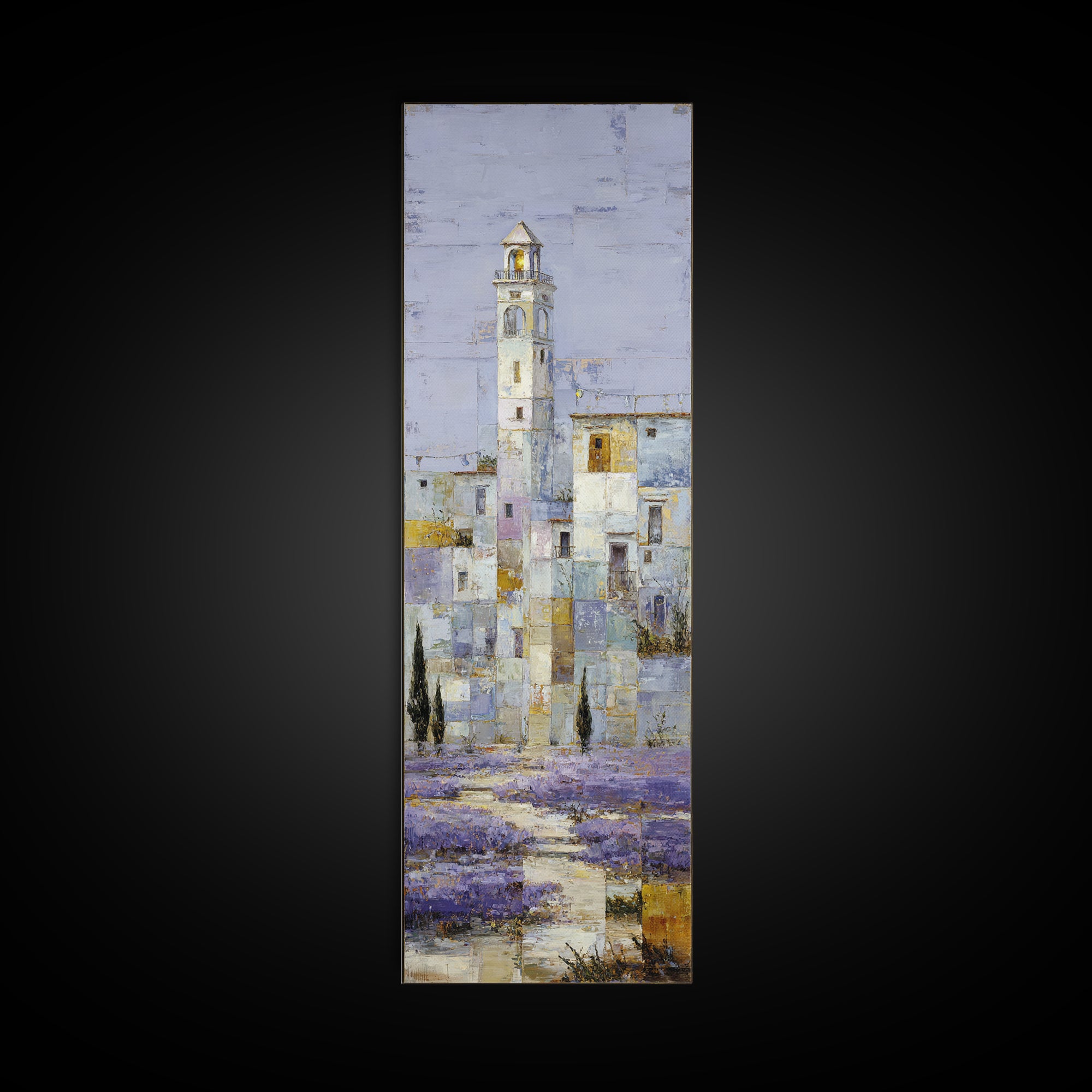 Oversized Lavender Field Canvas Print, Above Bed Art, Bedroom Decor, Oil Painting, Serenity, Boho Decor, Western Decor, ABA-1x3-55