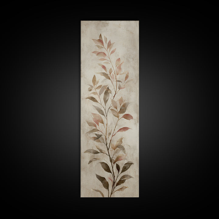 Tonal Botanical Shadows on Plaster Surface Canvas Print, Above Bed Art, Textured Wall Art, Bedroom Decor, Oil Painting, ABA-1x3-59