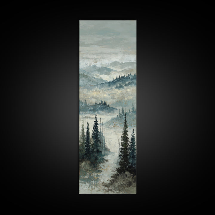 Soft Alpine Horizon Framed Canvas Print, Above Bed Art, Original Art, Bedroom Decor, Oil Painting, Serenity, ABA-1x3-84