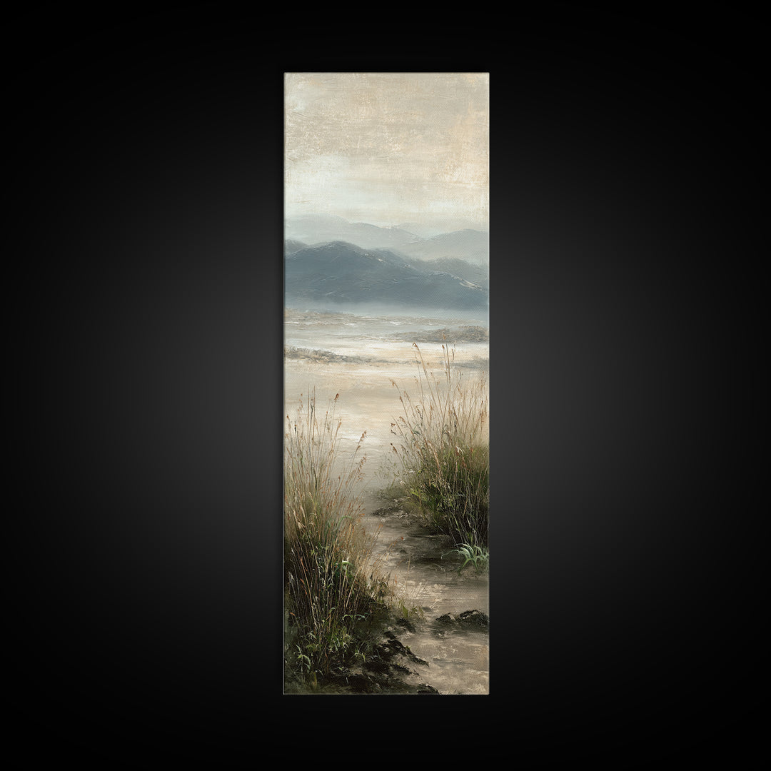 Panoramic Misty Mountain Landscape Canvas Print, Above Bed Art, Digital Prints, Bedroom Decor, Serenity, Printable Art, ABA-1x3-85