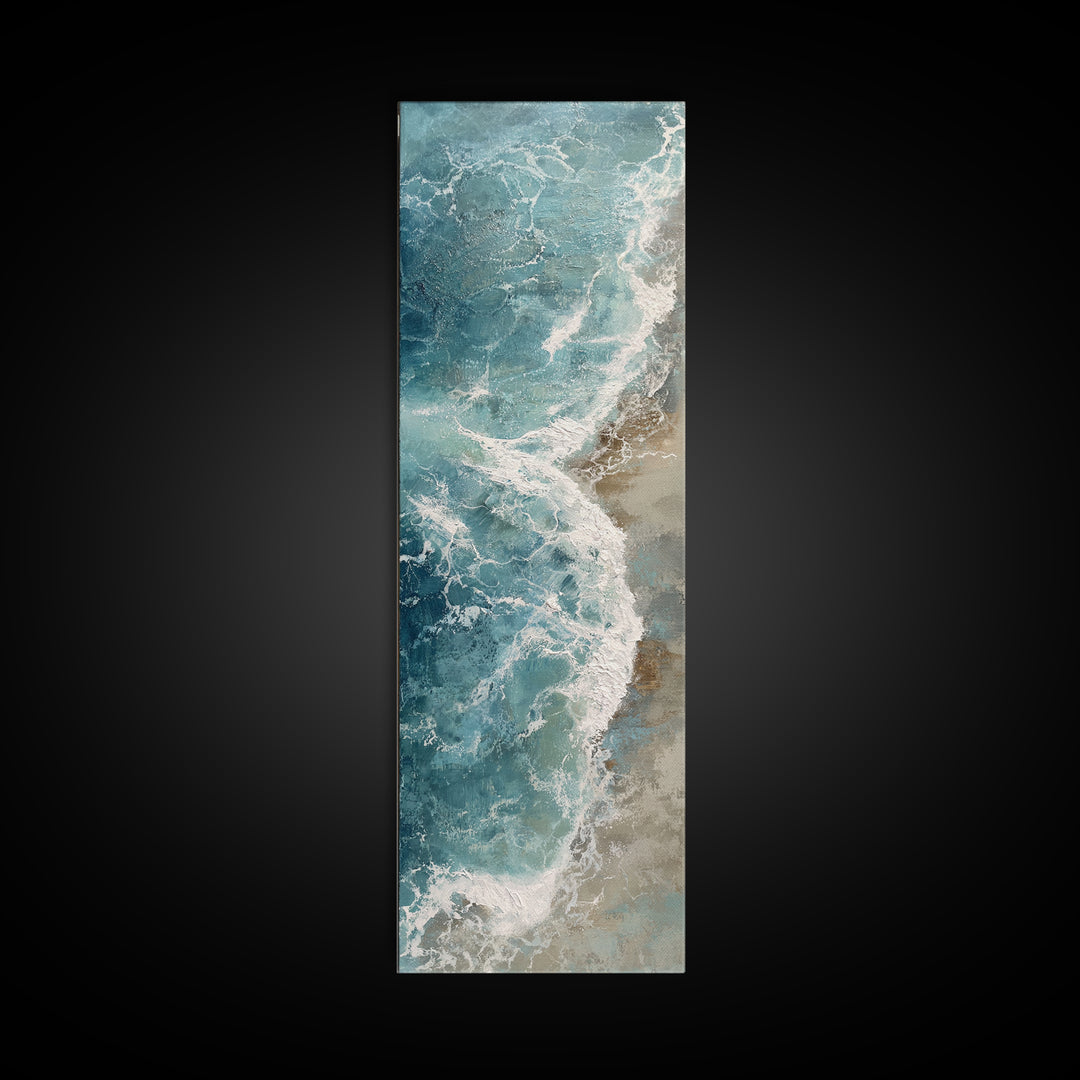 Serene Ocean Tide Seen from Above Canvas Print, Above Bed Art, Gallery Decor, Bedroom Decor, Fine Art, Serenity, Wall Art, ABA-1x3-9