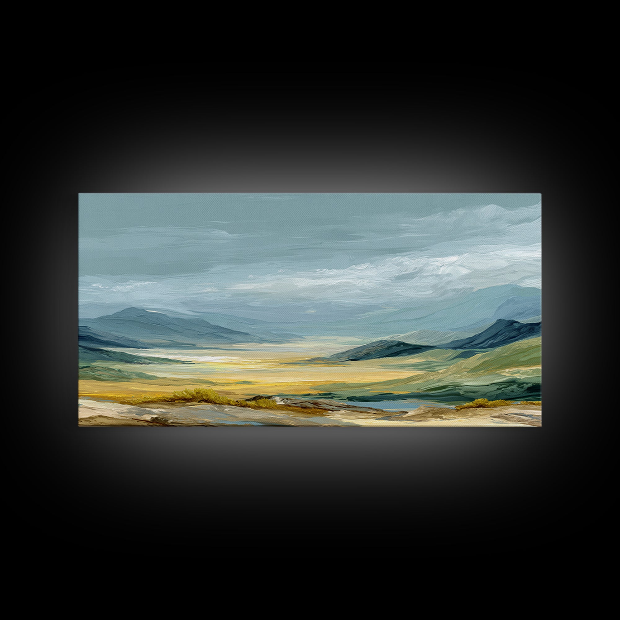 Soft Romantic Landscape Framed Canvas Print, Above Bed Art, Minimalist Decor, Bedroom Decor, Serenity, Textured Wall Art, ABA-2x1-13