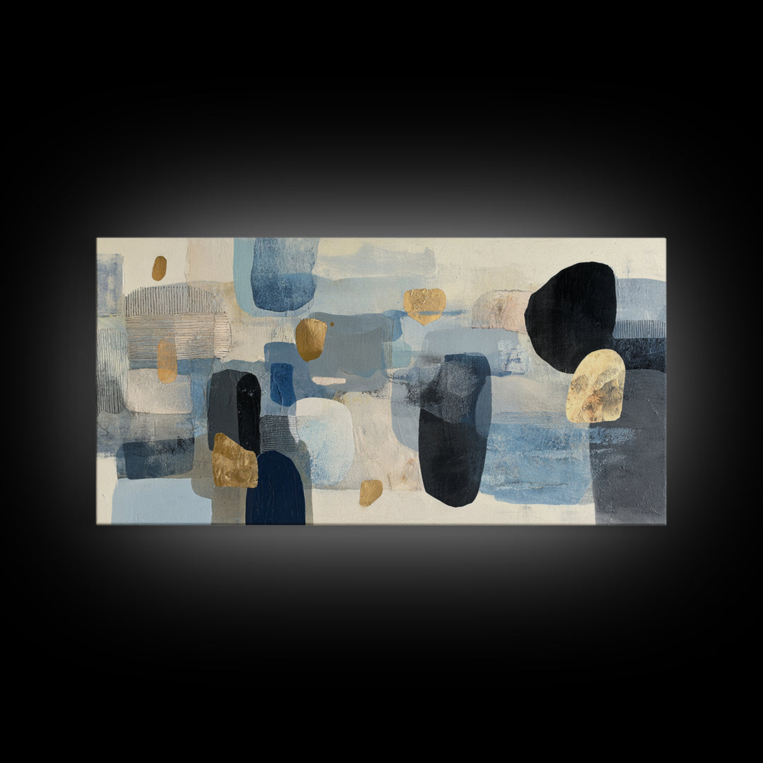Japandi Ink Shapes Framed Canvas Print, Above Bed Art, Modern Decor, Bedroom Decor, Abstract Art, Serenity, Digital Prints, ABA-2x1-14