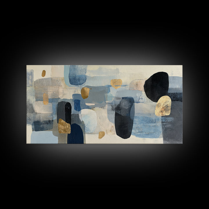 Japandi Ink Shapes Framed Canvas Print, Above Bed Art, Modern Decor, Bedroom Decor, Abstract Art, Serenity, Digital Prints, ABA-2x1-14