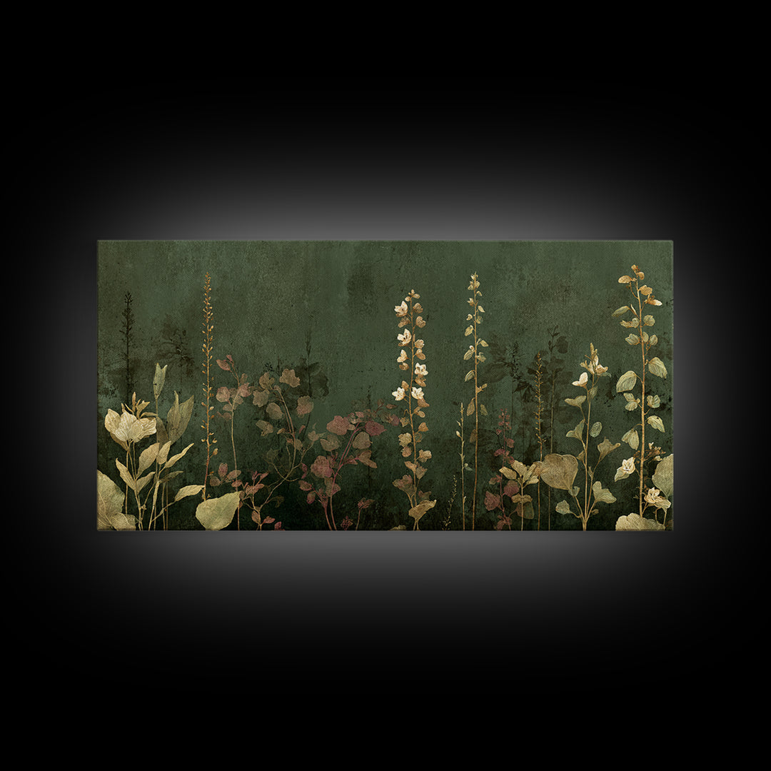 Tonal Botanical Shadows on Plaster Surface Canvas Print, Above Bed Art, Photography Prints, Bedroom Decor, Serenity, ABA-2x1-19
