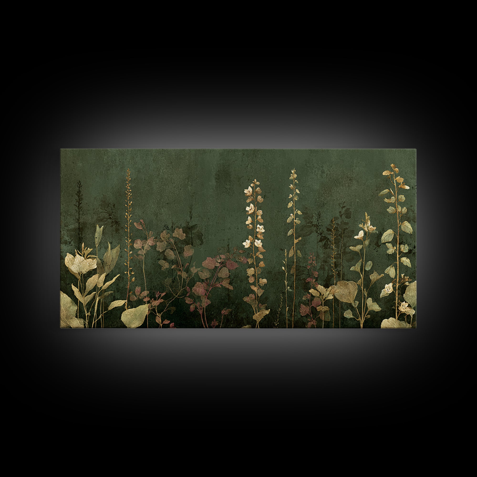 Tonal Botanical Shadows on Plaster Surface Canvas Print, Above Bed Art, Photography Prints, Bedroom Decor, Serenity, ABA-2x1-19