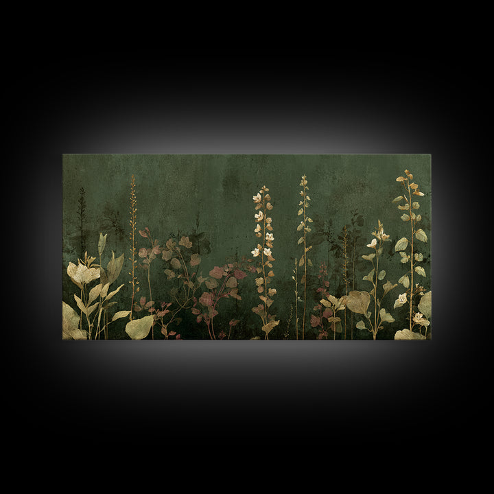 Tonal Botanical Shadows on Plaster Surface Canvas Print, Above Bed Art, Photography Prints, Bedroom Decor, Serenity, ABA-2x1-19