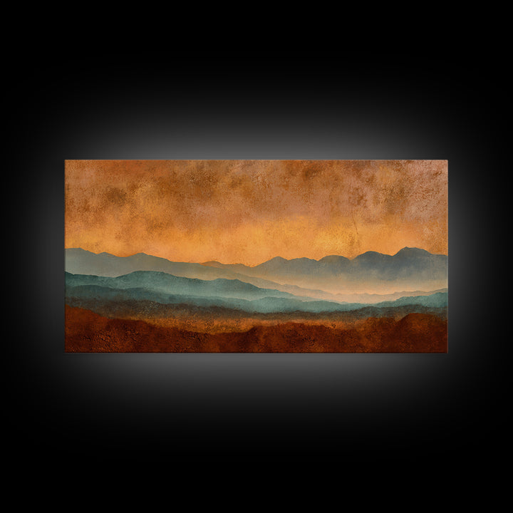 Dreamy Desert Sunset Framed Canvas Print, Above Bed Art, Modern Decor, Bedroom Decor, Fine Art, Serenity, Digital Prints, ABA-2x1-27