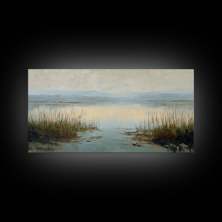 Calming Lake Reflection Canvas Print, Above Bed Art, Large Wall Art, Bedroom Decor, Watercolor Art, Serenity, Japanese Wall Art, ABA-2x1-31