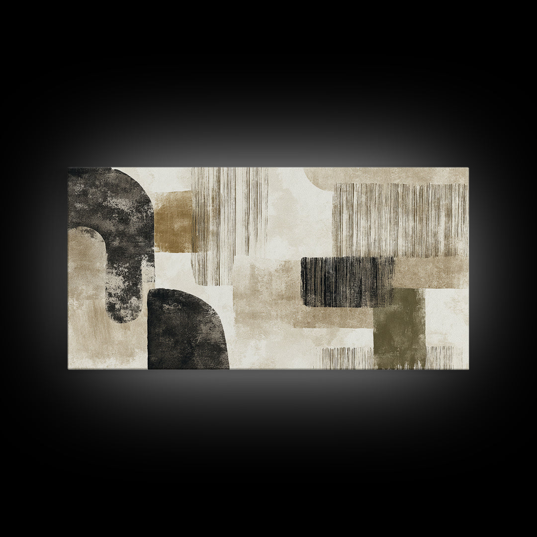 Japandi Ink Shapes Framed Canvas Print, Above Bed Art, Modern Decor, Bedroom Decor, Abstract Art, Serenity, Digital Prints, ABA-2x1-38