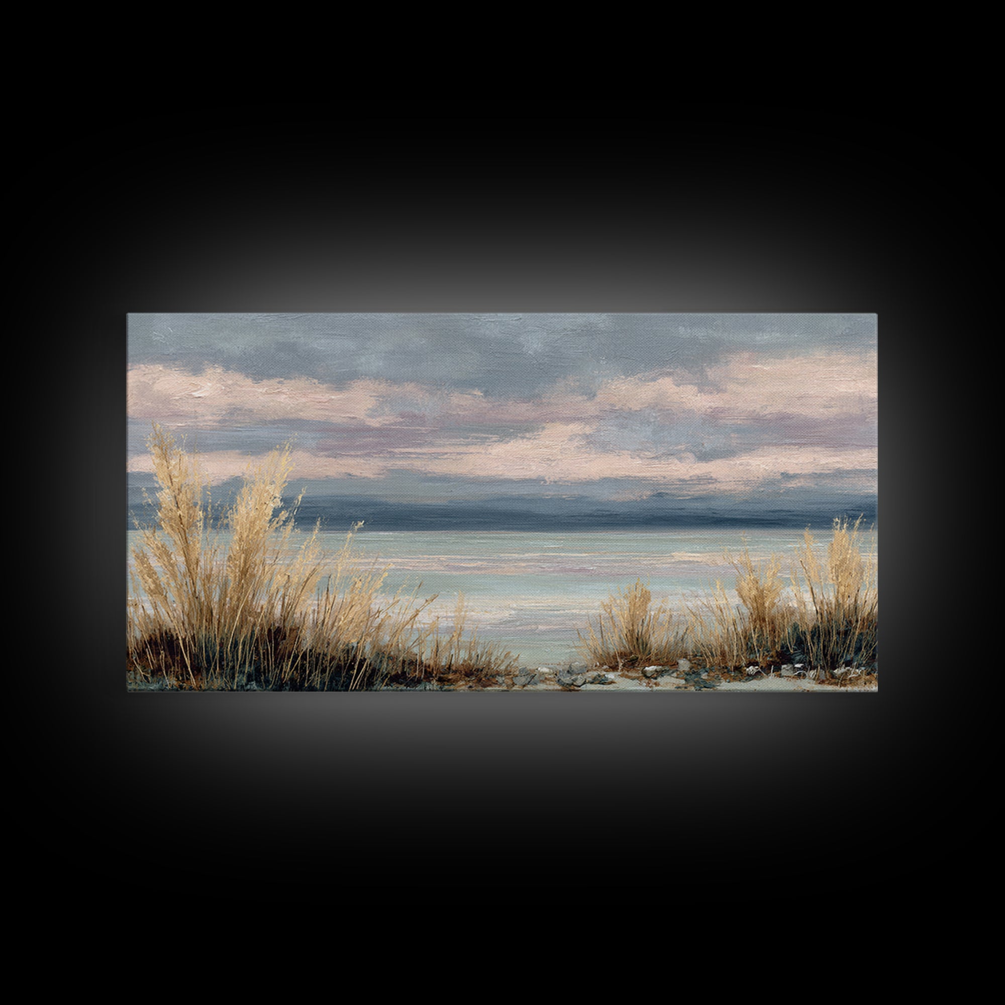 Tranquil Cloudscape with Blush Undertones Canvas Print, Above Bed Art, Dorm Decor, Bedroom Decor, Fine Art, Serenity, ABA-2x1-49