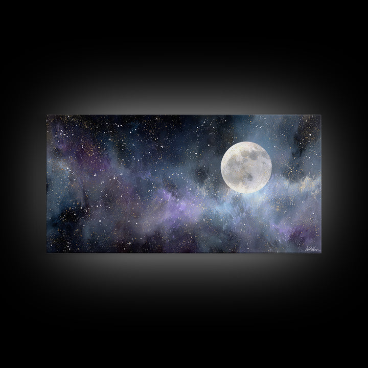 Subtle Celestial Scene Canvas Print, Above Bed Art, Digital Art, Bedroom Decor, Fine Art, Serenity, Living Room Decor, ABA-2x1-57