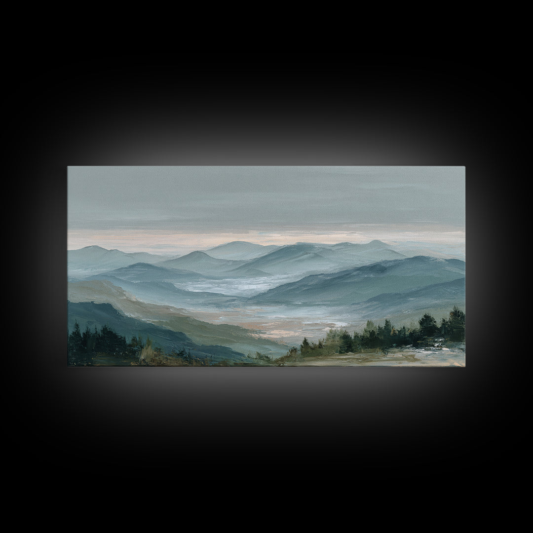 Soft Alpine Horizon Canvas Print, Above Bed Art, Large Wall Art, Bedroom Decor, Fine Art, Serenity, Japanese Wall Art, ABA-2x1-68