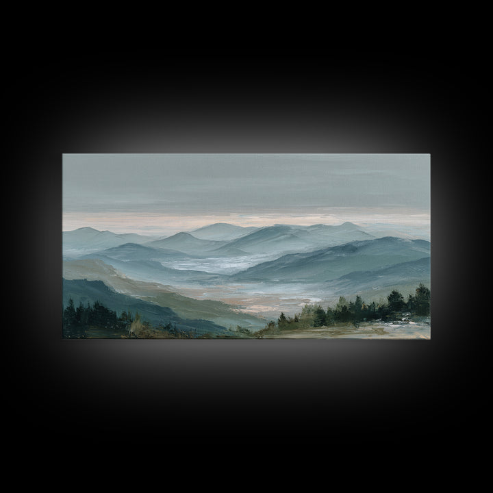 Soft Alpine Horizon Canvas Print, Above Bed Art, Large Wall Art, Bedroom Decor, Fine Art, Serenity, Japanese Wall Art, ABA-2x1-68