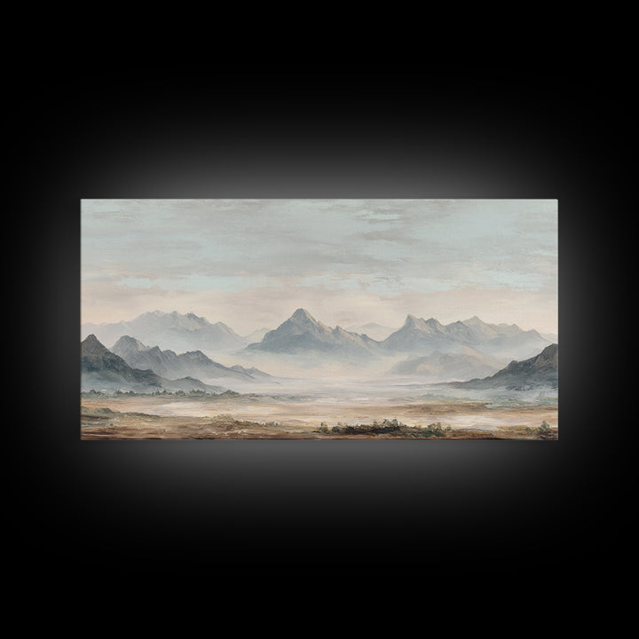 Panoramic Misty Mountain Landscape Canvas Print, Above Bed Art, Textured Wall Art, Bedroom Decor, Fine Art, Serenity, ABA-2x1-69