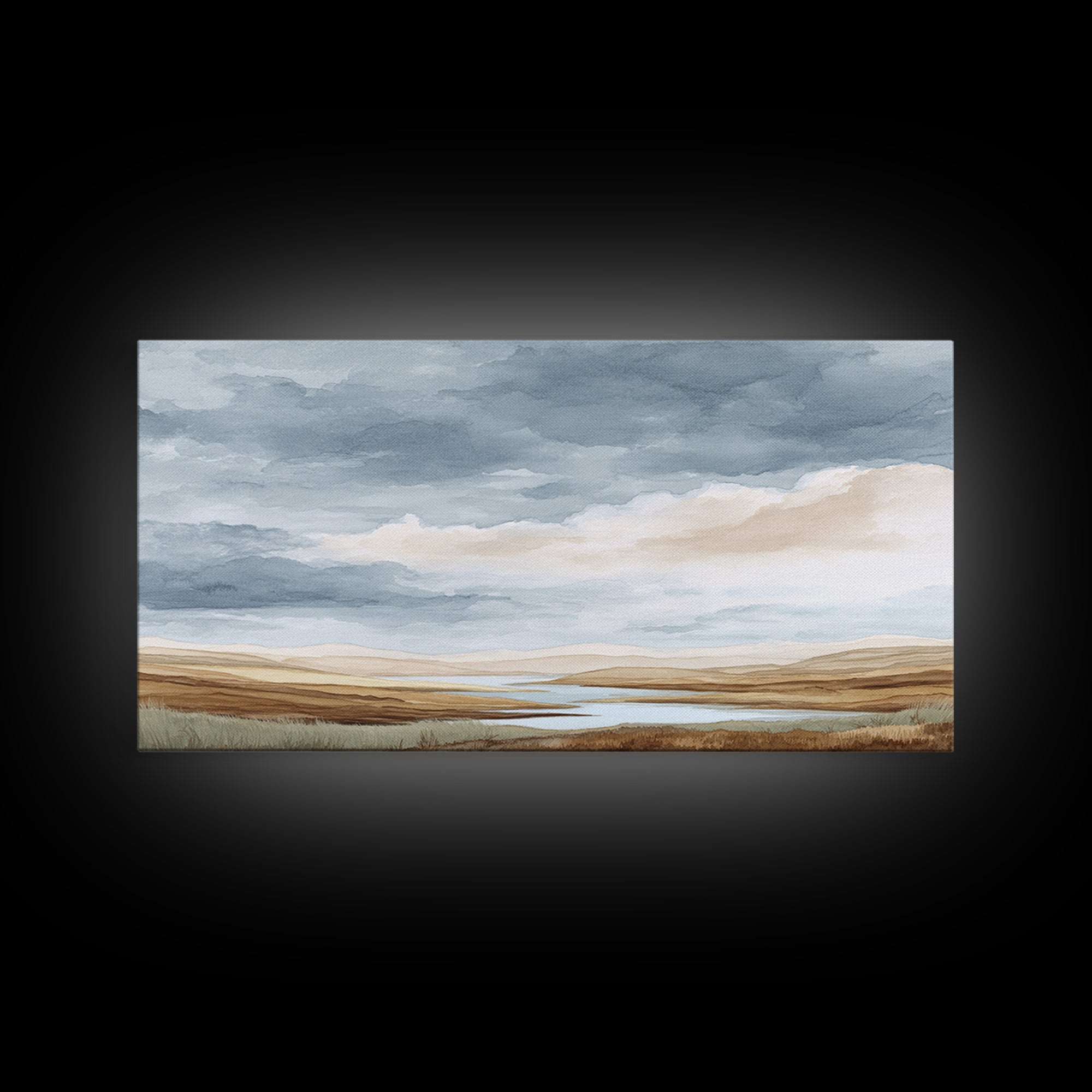 Tranquil Cloudscape with Blush Undertones Canvas Print, Above Bed Art, Dorm Decor, Bedroom Decor, Fine Art, Serenity, ABA-2x1-73