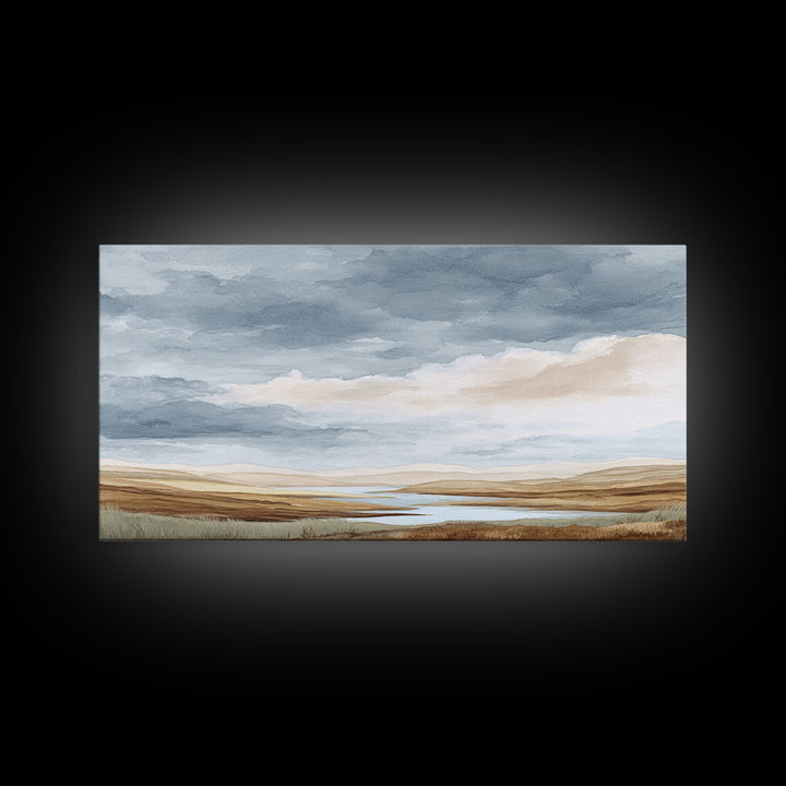 Tranquil Cloudscape with Blush Undertones Canvas Print, Above Bed Art, Dorm Decor, Bedroom Decor, Fine Art, Serenity, ABA-2x1-73