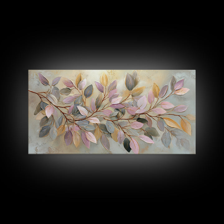 Soft Eucalyptus Branches Arranged Symmetrically Canvas Print, Above Bed Art, Bedroom Decor, Watercolor Art, Serenity, ABA-2x1-74