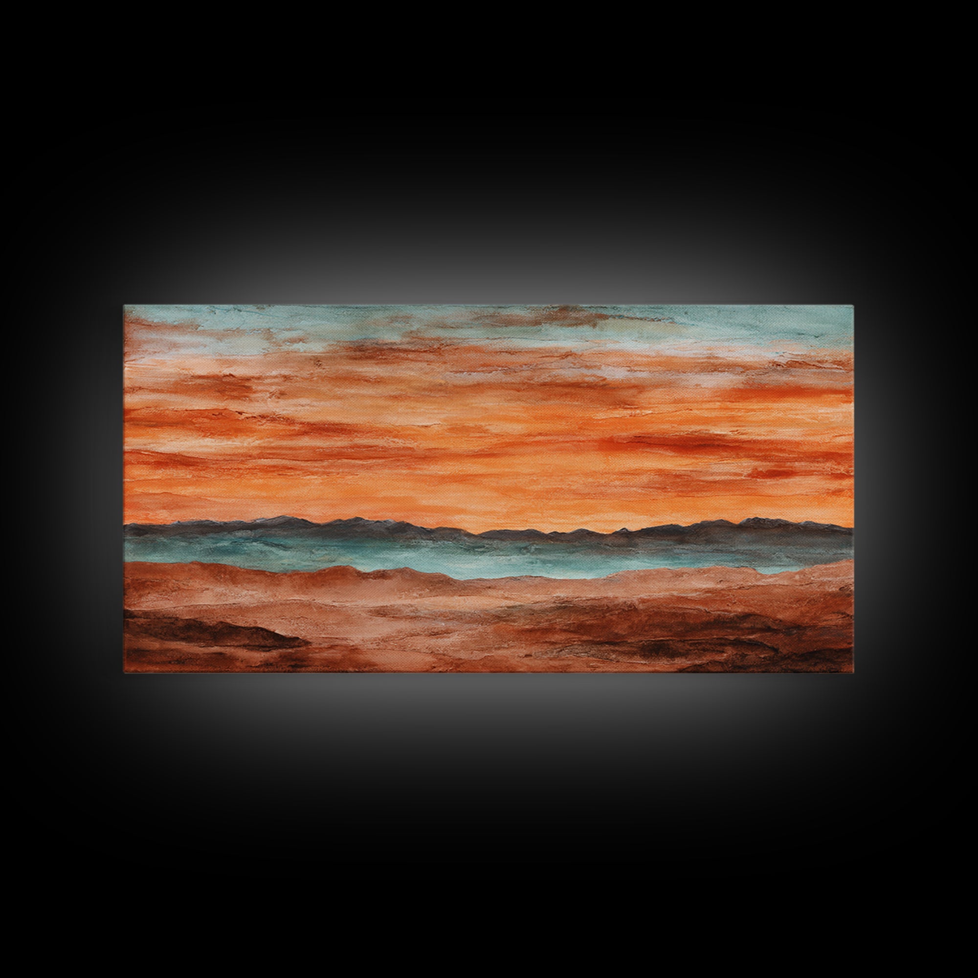 Dreamy Desert Sunset Framed Canvas Print, Above Bed Art, Statement Artwork, Bedroom Decor, Fine Art, Serenity, ABA-2x1-75