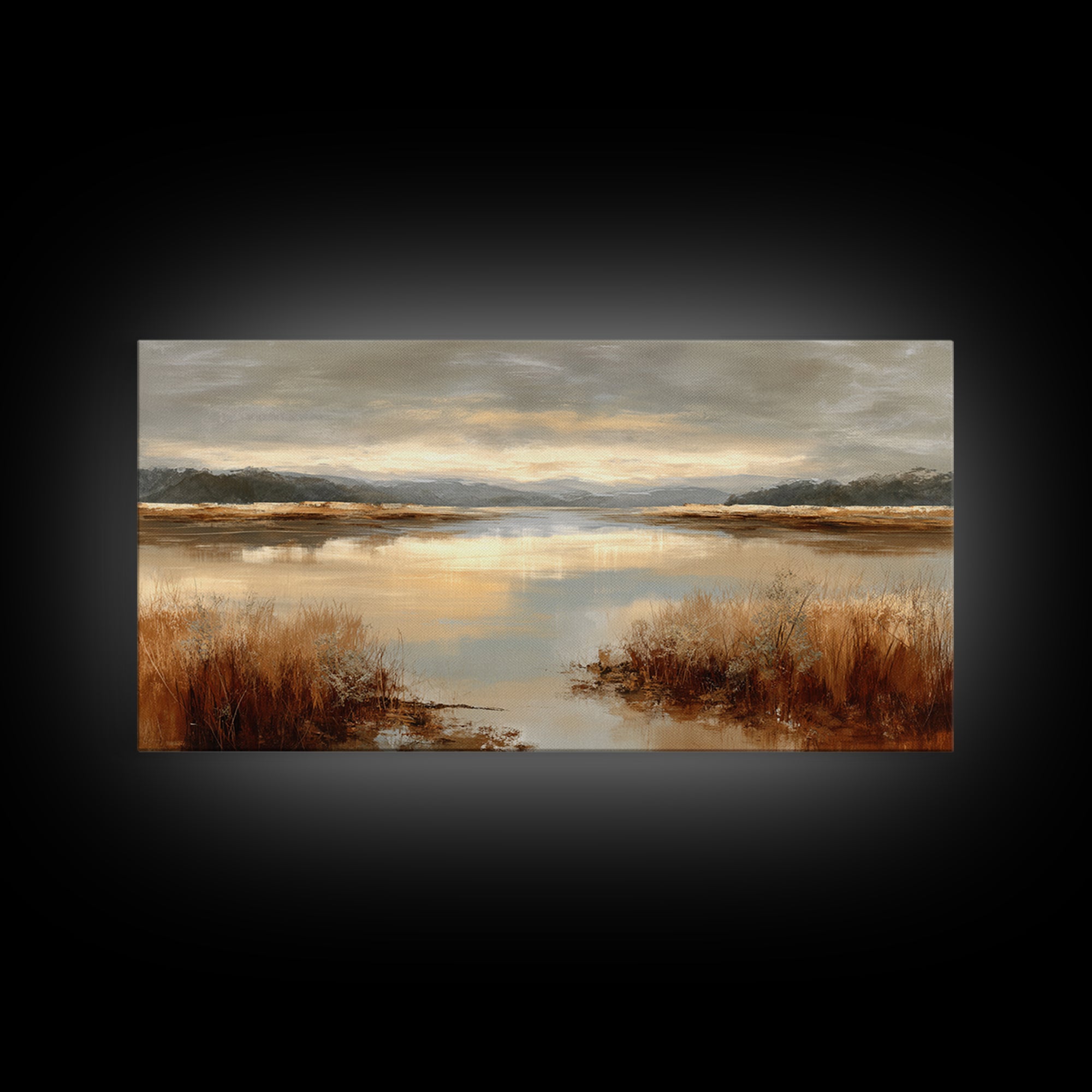 Calming Lake Reflection Framed Canvas Print, Above Bed Art, Living Room Wall Art, Bedroom Decor, Serenity, Luxury Decor, ABA-2x1-79