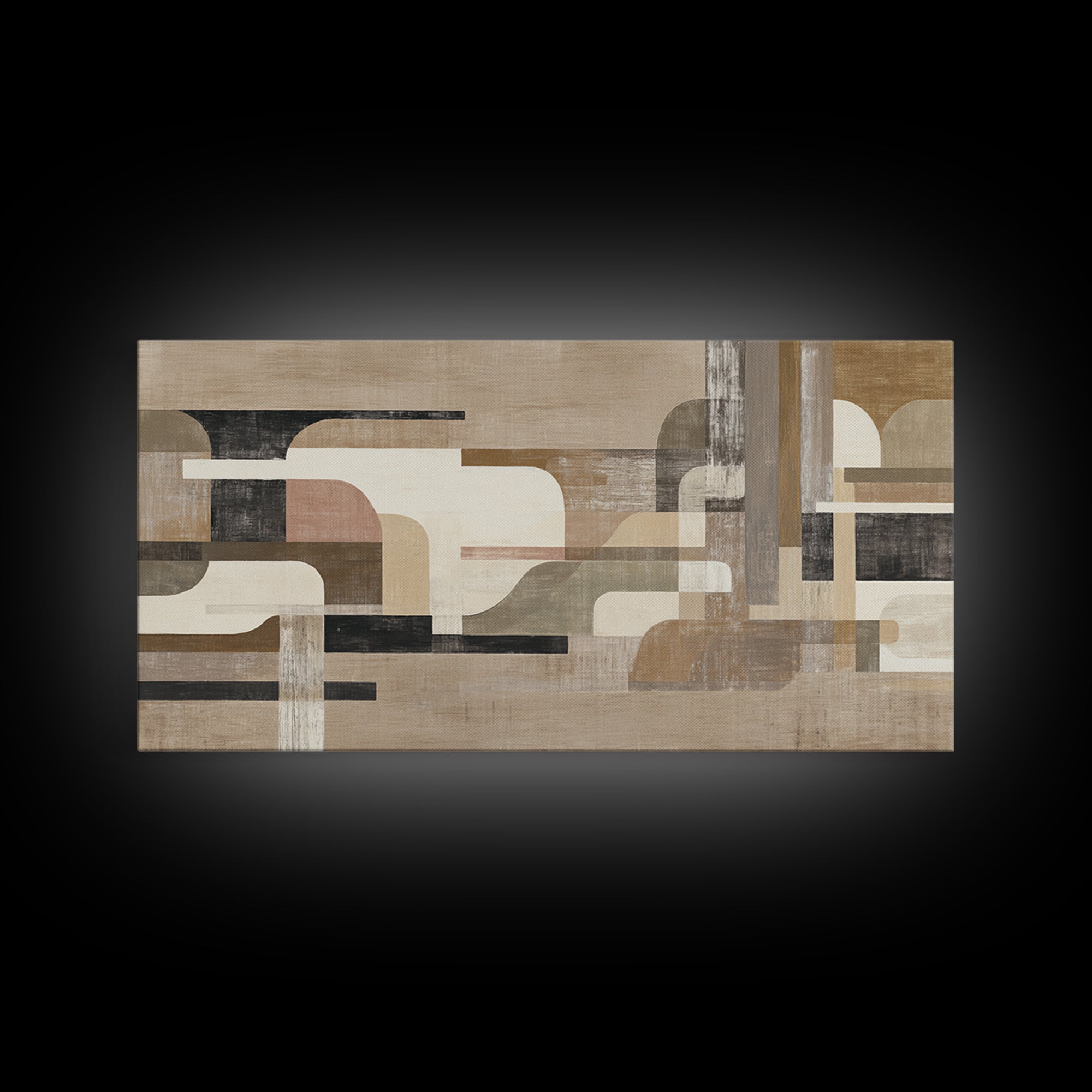 Warm Taupe Abstract Waves Framed Canvas Print, Above Bed Art, Contemporary Art, Bedroom Decor, Serenity, Textured Wall Art, ABA-2x1-83