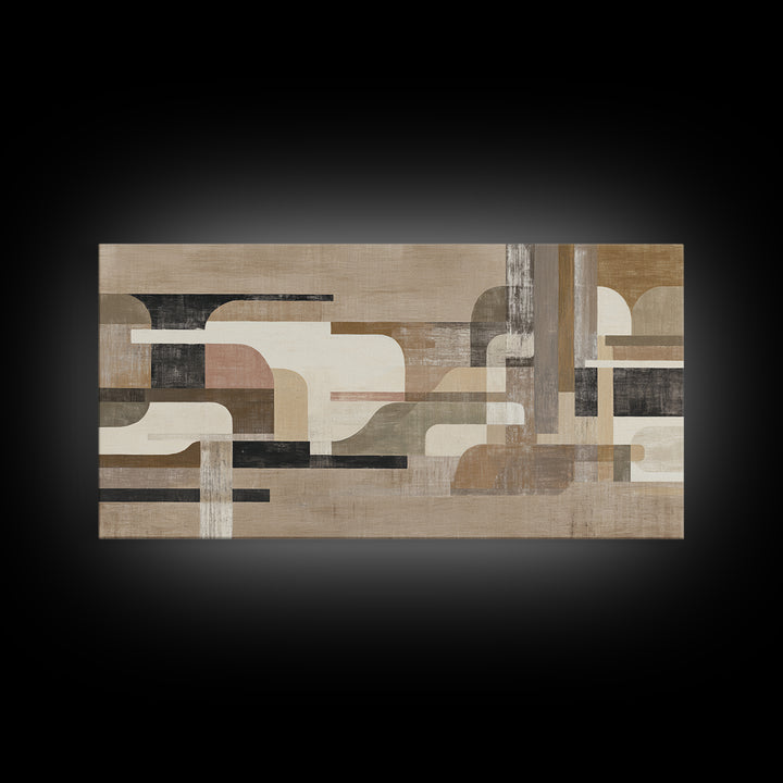 Warm Taupe Abstract Waves Framed Canvas Print, Above Bed Art, Contemporary Art, Bedroom Decor, Serenity, Textured Wall Art, ABA-2x1-83