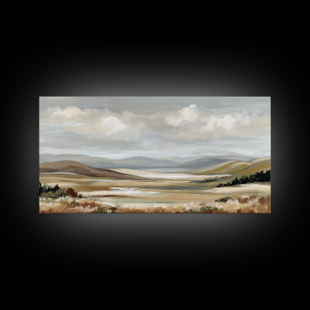 Soft Romantic Landscape Framed Canvas Print, Above Bed Art, Canvas Wall Art, Bedroom Decor, Fine Art, Serenity, Boho Wall Decor, ABA-2x1-85